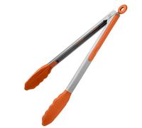 U-Taste 30cm Silicone Tongs: 315℃ Heat Resistant Kitchen Tong with Firm Sealed Non Stick Rubber Tips, Silicon Coated 18/8 Stainless Steel Handle and Smooth Locking for Cooking Serving BBQ (Orange)