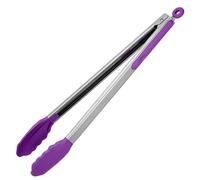 U-Taste 40cm Silicone Tongs: 315℃ Heat Resistant Kitchen Tong with Firm Sealed Non Stick Rubber Tips, Silicon Coated 18/8 Stainless Steel Handle and Smooth Locking for Cooking Serving BBQ (Purple)
