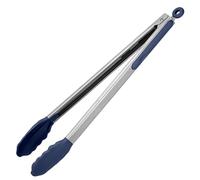 U-Taste 40cm Silicone Tongs: 315℃ Heat Resistant Kitchen Tong with Firm Sealed Non Stick Rubber Tips, Silicon Coated 18/8 Stainless Steel Handle and Smooth Locking for Cooking BBQ (Midnight Blue)