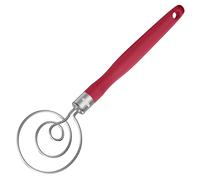 U-Taste Danish Dough Whisk: 18/8 Stainless Steel Hand Sourdough Mixer, Food Grade Bread Dutch Wisk with Non-Slip Silicone Handle for Baking Mixing Stirring Kneading Butter Sauce Mashed Potato (Red)