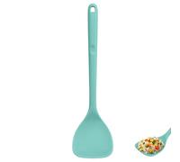 U-Taste Extra Long Silicone Wok Spatula: 315℃ Heat Resistant Non-Stick Cooking Turner with Wide Spoon Head and Curved Edges, Seamless Solid Kitchen Utensil for Stir-Fry Flipping Grilling (Aqua Sky)
