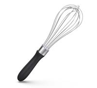 U-Taste Kitchen Whisk: 18/10 Stainless Steel Balloon Whisk 23 cm Small Egg Beater with 6 High Flex Wires and Non-Slip Silicone Handle for Whipping Blending Mixing Batter Creams Sauces (Black)