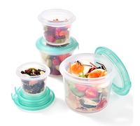 U-Taste Silicone Food Storage Containers with Airtight Lid, Stackable Snack Container with Date Marking Circle, Freezer and Microwave Safe for Condiments, Nut, Salad, Fruit (4Pcs-60/125/250/500ml)