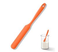 U-Taste Silicone Jar Spatula: 315℃ Heat Resistant Flexible Rubber Jar Scraper with Long and Slim Handle for Scraping Sauces Batters, Stirring Sourdough Starters, Fits for Small Containers (Orange)