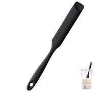 U-Taste Silicone Jar Spatula, Spoon Tip, 315℃ Heat Resistant, Black | Flexible Rubber Thin Sourdough Scraper with Long and Slim Handle for Scraping Sauces Batters, Stirring Starters, Containers