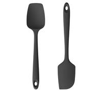 U-Taste Silicone Spatula Set of 2: 315℃ Heat Resistant Flexible Seamless Rubber Spoon Spatula, Baking Cooking Kitchen Utensil with Nylon Core for Nonstick Cookware Mixing Stirring Scraping (Black)