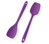 U-Taste Silicone Spatula Spoon: 315℃ Heat Resistant Seamless Cooking Spoon Non-Stick Kitchen Scraper with Scoop Shape and Flexible Edge for Scraping Stirring Folding Flipping Serving (2 pcs, Purple)