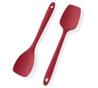 U-Taste Silicone Spatula Spoon: 315℃ Heat Resistant Seamless Cooking Spoon Non-Stick Kitchen Scraper with Scoop Shape and Flexible Edge for Scraping Stirring Folding Flipping Serving (2 pcs, Red)