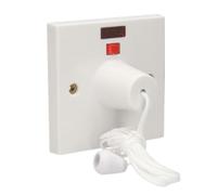U-Trade 45 Amp Shower Pull Cord Switch, Electric Ceiling Pull Cord, Double Pole Isolator Isolation, White Bathroom switch with Neon light - Safe & Convenient Control