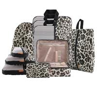 U+U Compression Packing Cubes, Travel Organizers for Suitcases, Leopard-02, 10 Set