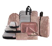 U+U Compression Packing Cubes - Ultralight Travel Organizers for Travel Accessories, Space-Saving Suitcase Organizer, Expandable Packing Cubes for Travel and Family Vacation, Paisley Pattern, 10 Set