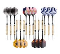 U UZOPI 15 Pack Steel Darts 18 Grams Tip Set with Dart Sharpener and 21 Flights, Aluminum Shafts & Brass Barrels, Levels in Every Rec Room, Man Cave, Bar and Game Room