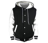 U World Men's Hood Baseball Varsity Jacket White - White -
