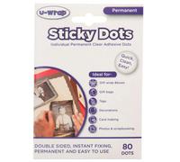 U-Wrap Sticky Adhesive Dots Permanent 80 Per Pack (12 Packs)