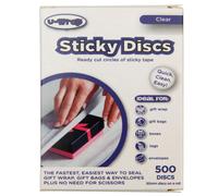 U-Wrap Sticky Discs Ready Cut Circles Of Single Sided Adhesive Tape 50mm Dia Roll Of 500 (2 Packs)