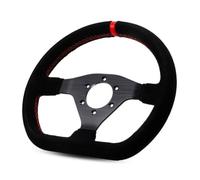 U0sqmyUAu 300mm Racing Steering Wheel Flat Suede Drift Car PC Game Controller Universal PCD 70mm(Stitching red)