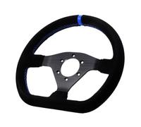 U0sqmyUAu 300mm Racing Steering Wheel Flat Suede Drift Car PC Game Controller Universal PCD 70mm(Stitching blue)