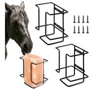 U0U 2 Pcs Salt Block Holder for Deer Blocks,Rust Resistant Mineral Block Holder,Salt Lick Block Holder for Horses Deer Cattle Sheep Goats Livestock,Fits Standard 4 lb Salt Blocks (2, Black)