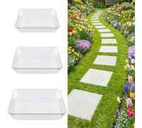 U0U 3 Size Square Stepping Stone Mold,8" 10.2" 12.2" Reusable Stepping Sone Molds for Concrete,Plastic Cement Molds for Casting Garden Pavement and Forms Walkway