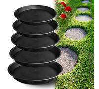 U0U 5 Size Round Stepping Stone Mold,8.7" 9.25" 10" 11.4" 12.6"Stepping Stone Molds for Concrete,Black Plastic Concrete Molds for Casting Garden Pathmate Precast and Forms Walkway
