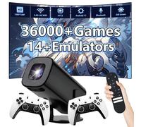 U1 Mini Projector with Wifi and Bluetooth,36000+ Games,14 Emulators,2.4G+5G WIFI & Bluetooth Smart Projectors,1280*720P,Android 11,Autofocus,180° Rotation,Game Projector with Controllers for Camping