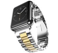 U191U Metal Bands Compatible with Apple Watch Band 41mm 40mm, Dressy Stainless Steel Chain Strap for Men iWatch Series Ultra/Ultra2/10/9/8/7/6/5/4/3/2/1 SE, Silver/Gold 42mm(series 10) 38/40/41mm