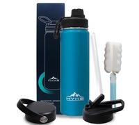 U2PlCK Vacuum Insulated Water Bottle 700ml (24OZ) Leakproof Outdoor Mug with 3 Replaceable Cup Lids for Cycling,Running,Gym,Camping,Travel (Light Blue)