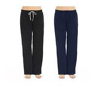 U2SKIIN 2 Pack Pajama Pants for Women Soft, 100% Cotton Comfortable Womens Lounge Lightweight Sleep Pj Bottoms (Black+Navy, M)