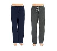 U2SKIIN 2 Pack Pajama Pants for Women Soft, 100% Cotton Comfortable Womens Lounge Lightweight Sleep Pj Bottoms (Navy+Dark Grey Mel., S)
