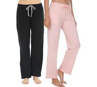 U2SKIIN 2 Pack Pajama Pants for Women Soft, 100% Cotton Comfortable Womens Lounge Lightweight Sleep Pj Bottoms (Black+Pink, M)