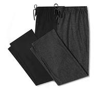 U2SKIIN Mens 100% Cotton 2 Pack Pajama Pants (Black+Dark Grey Mel, XL)