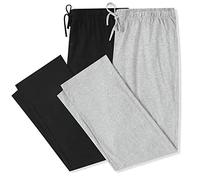 U2SKIIN Mens 100% Cotton 2 Pack Pajama Pants (Black+Light Grey Mel, S)