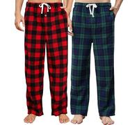 U2SKIIN Mens Fleece Pajama Pants, Warm Plaid Lounge Pj Bottoms for Men with Pockets Soft (Buffalo Plaid-Red+Blue Green Plaids, XL)