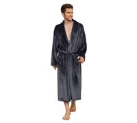 U2SKIIN Mens Fleece Robe Plush Collar Shawl Bathrobe (Dark Grey, S/M)