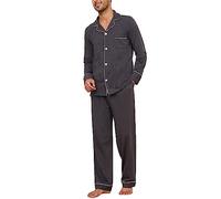 U2SKIIN Mens Pyjamas Set, 100% Cotton Soft Pjs Classic Loungewear Sleepwear Nightwear Pj's (Dark Grey, L)