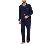 U2SKIIN Mens Pyjamas Set, 100% Cotton Soft Pjs Classic Loungewear Sleepwear Nightwear Pj's (Navy, M)