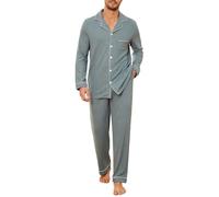 U2SKIIN Mens Ultra Soft Pajama Set, Stretch Long Sleeve Lounge Pyjamas Set-Down Lightweight & Cozy Sleepwear (Light Green Mel.,L)