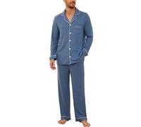U2SKIIN Mens Ultra Soft Pajama Set, Stretch Long Sleeve Lounge Pyjamas Set-Down Lightweight & Cozy Sleepwear (Dark Navy Mel.,M)