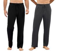 U2SKIIN Pyjama Shortss, 2 Pack Soft Lounge Pyjama Shorts with big pockets for Men Plaid Pj Bottoms(Black+Dark Grey,L)