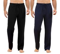 U2SKIIN Pyjama Shortss, 2 Pack Soft Lounge Pyjama Shorts with big pockets for Men Plaid Pj Bottoms(Black+Navy,M)