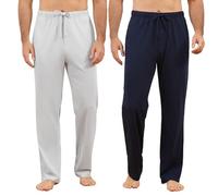 U2SKIIN Pyjama Shortss, 2 Pack Soft Lounge Pyjama Shorts with big pockets for Men Plaid Pj Bottoms(Navy+Light Grey,M)