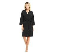 U2SKIIN Women Cotton Dressing Gown, Short Lightweight Dressing Gown for Womens Soft Warm Spa Bathrobe（Black,M）