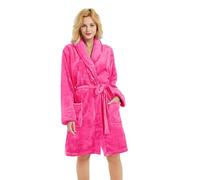 U2SKIIN Women Fleece Dressing Gown, Short Cozy Plush Robes for Womens Soft Shawl Collar Warm Spa Dressing Gowns (Rose, S/M)