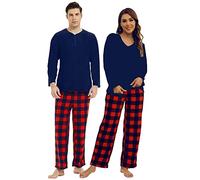 U2SKIIN Womens Pajama Sets, Plaid Pajama Set for Men and Women Soft Warm Pjs Set (Navy/Buffalo Plaid-Navy,M)