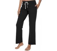 U2SKIIN Women's Pyjama Bottoms, 100% Cotton Comfortable Women's Pyjama Pants Lounge Pants (Black, M)