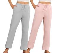 U2SKIIN Women's Pyjama Bottoms, 2 Pack 100% Cotton Soft Comfortable Short Lounge Sleep Pants, Casual Womens Pants(Light Grey+Light Pink,S)