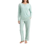 U2SKIIN Women's Pyjama Set, Soft Cotton Pyjamas for Women, Crew Neck Printed Ladies Cotton Pyjamas All Season Casual Home Sleepwear(Light Green/Mint Plaid,XL)
