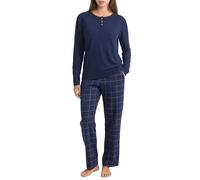 U2SKIIN Women's Pyjama Set, Soft Cotton Pyjamas for Women, Crew Neck Printed Ladies Cotton Pyjamas All Season Casual Home Sleepwear(Navy/Navy Plaid,XL)