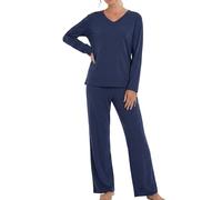 U2SKIIN Women's Pyjama Set, Soft Organic Cotton Pyjamas for Women, Deep V Neck Casual Womens Pyjamas Set Daily Loungewear Nightwear(Orange Monkey Print,XL)