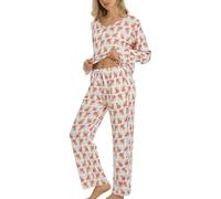 U2SKIIN Womens Pyjamas Set, Soft Pjs Classic Loungewear Sleepwear Nightwear Pj's(Dark Blue Monkey Print,S)